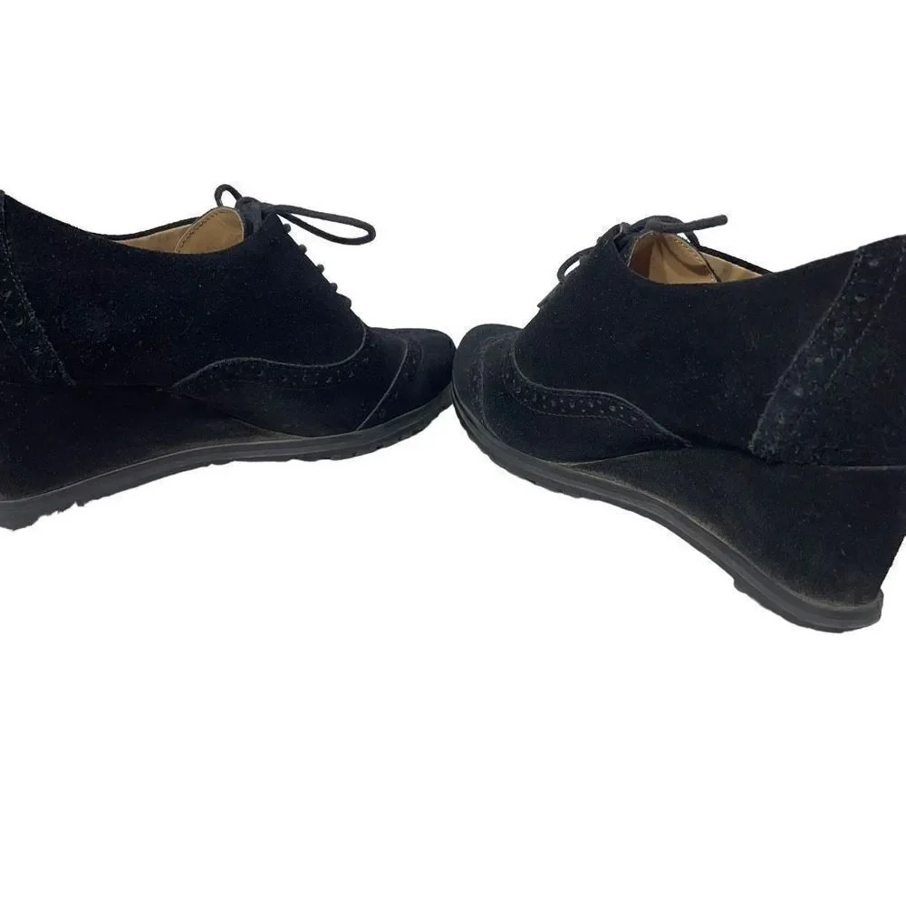 Ellen Tracy Active Women's Black Wedge Suede shoes 7 EUC